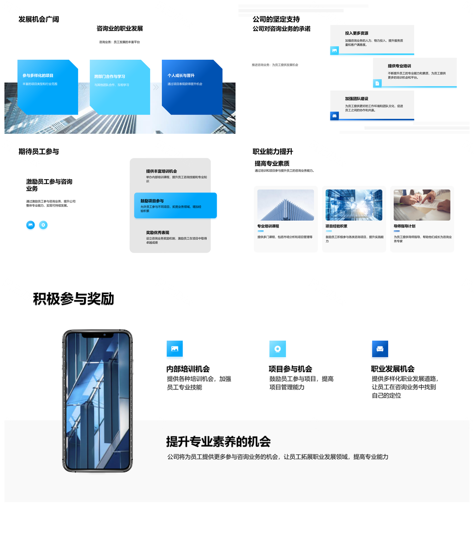 咨询业务发展总结文化员工成长未来拓展人才培养专业提升PPT模板