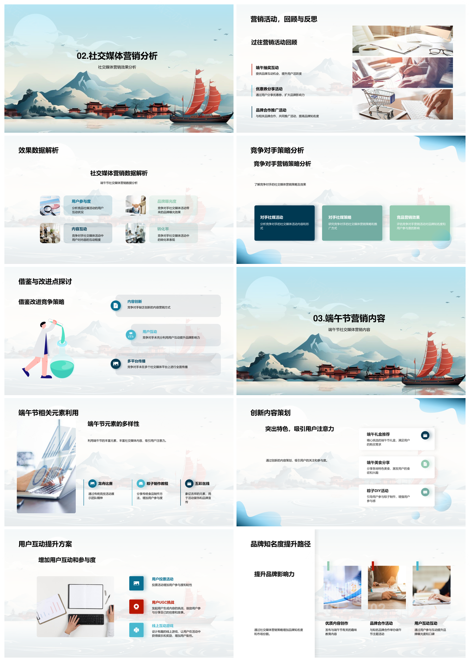 社交媒体端午节龙舟用户行为精准营销策略PPT模板