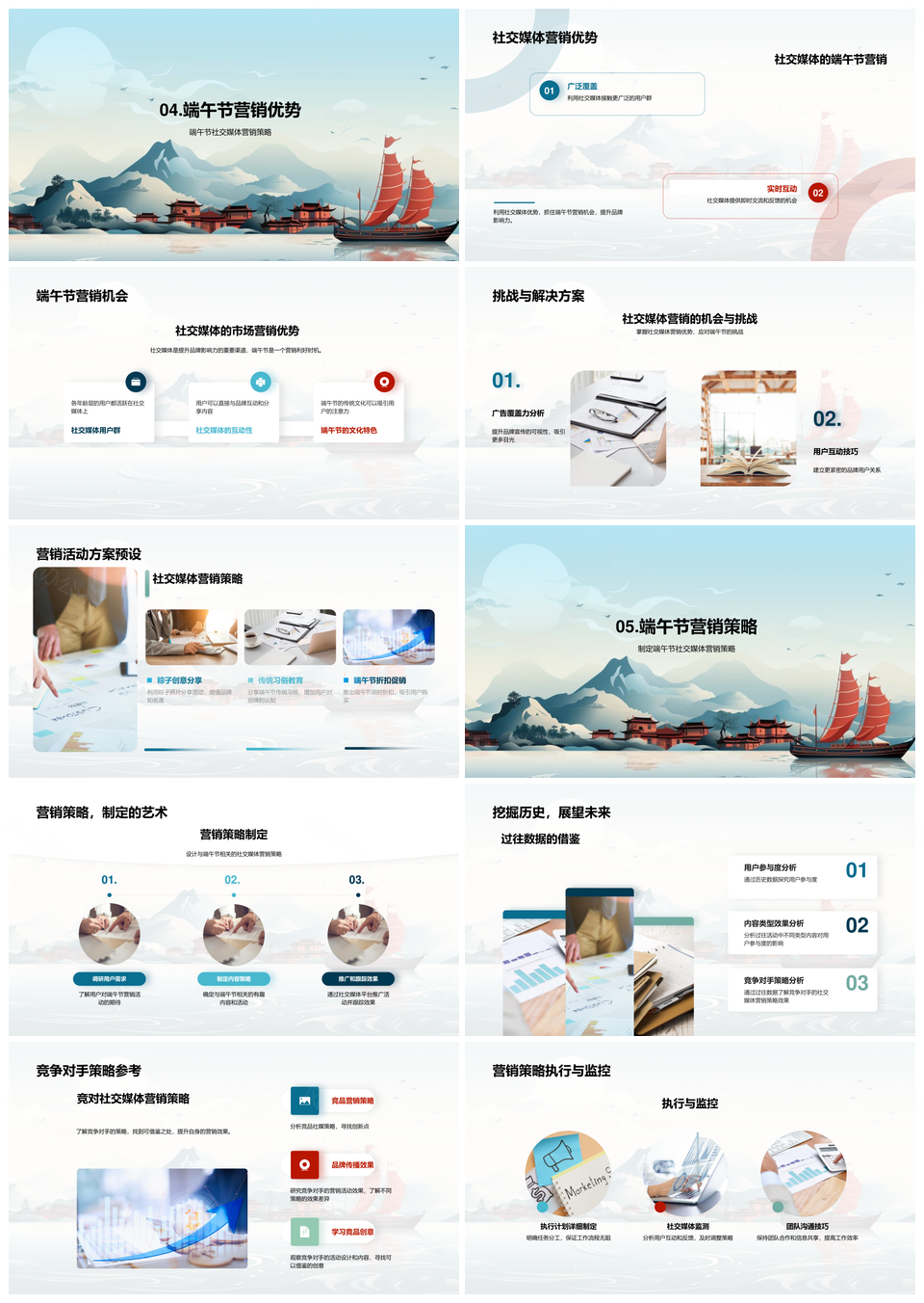 社交媒体端午节龙舟用户行为精准营销策略PPT模板
