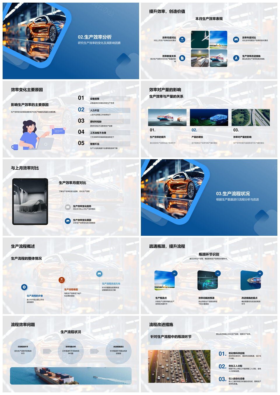 汽车生产流程优化与效率提升分析PPT模板