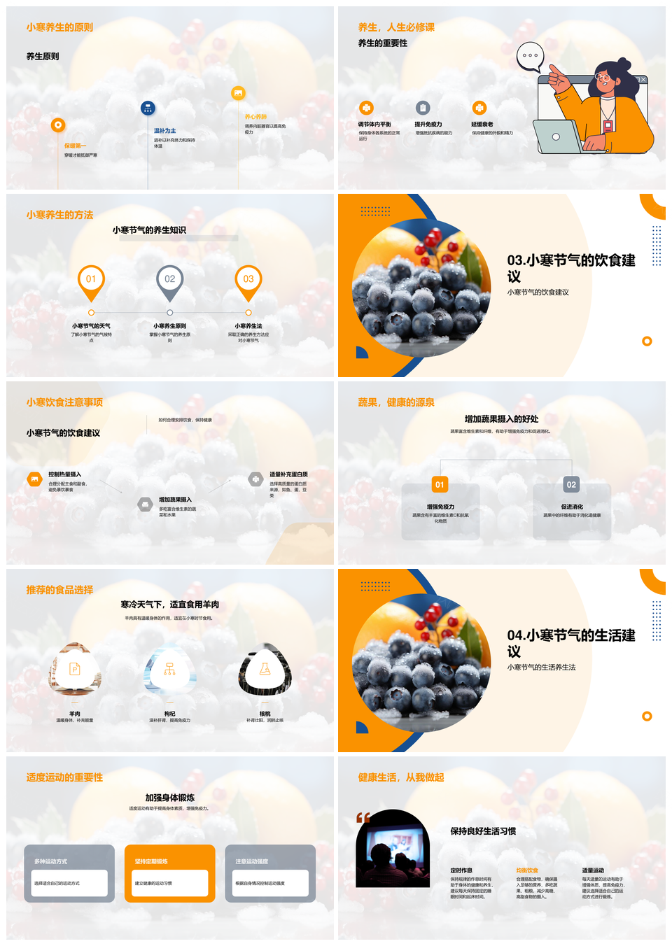 小寒养生科学饮食运动御寒迎飞雪PPT模板