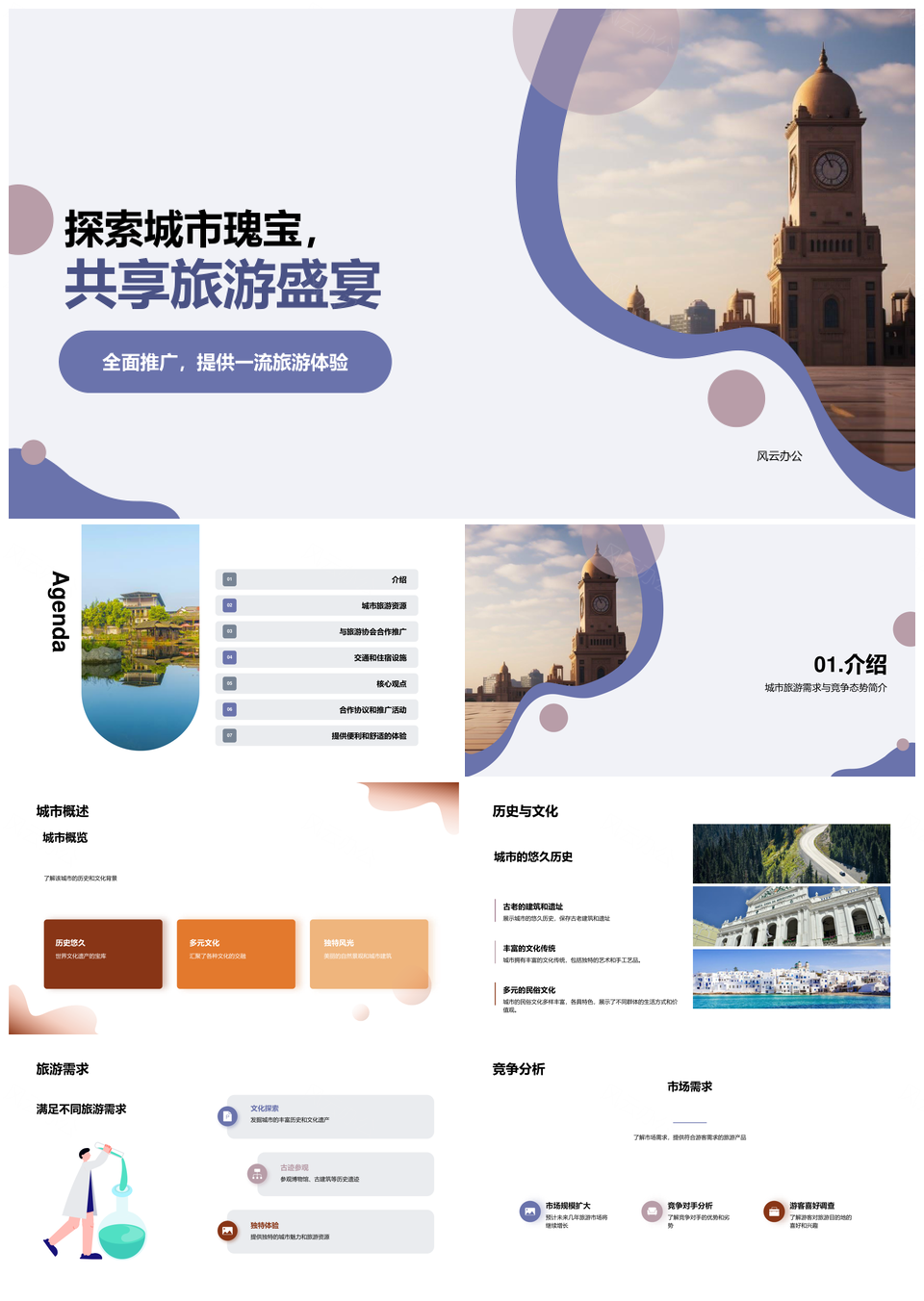 城市历史瑰宝文旅魅力推广盛宴PPT模板