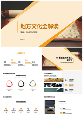 2025初三课堂探地方文化史地名人卷轴PPT模板