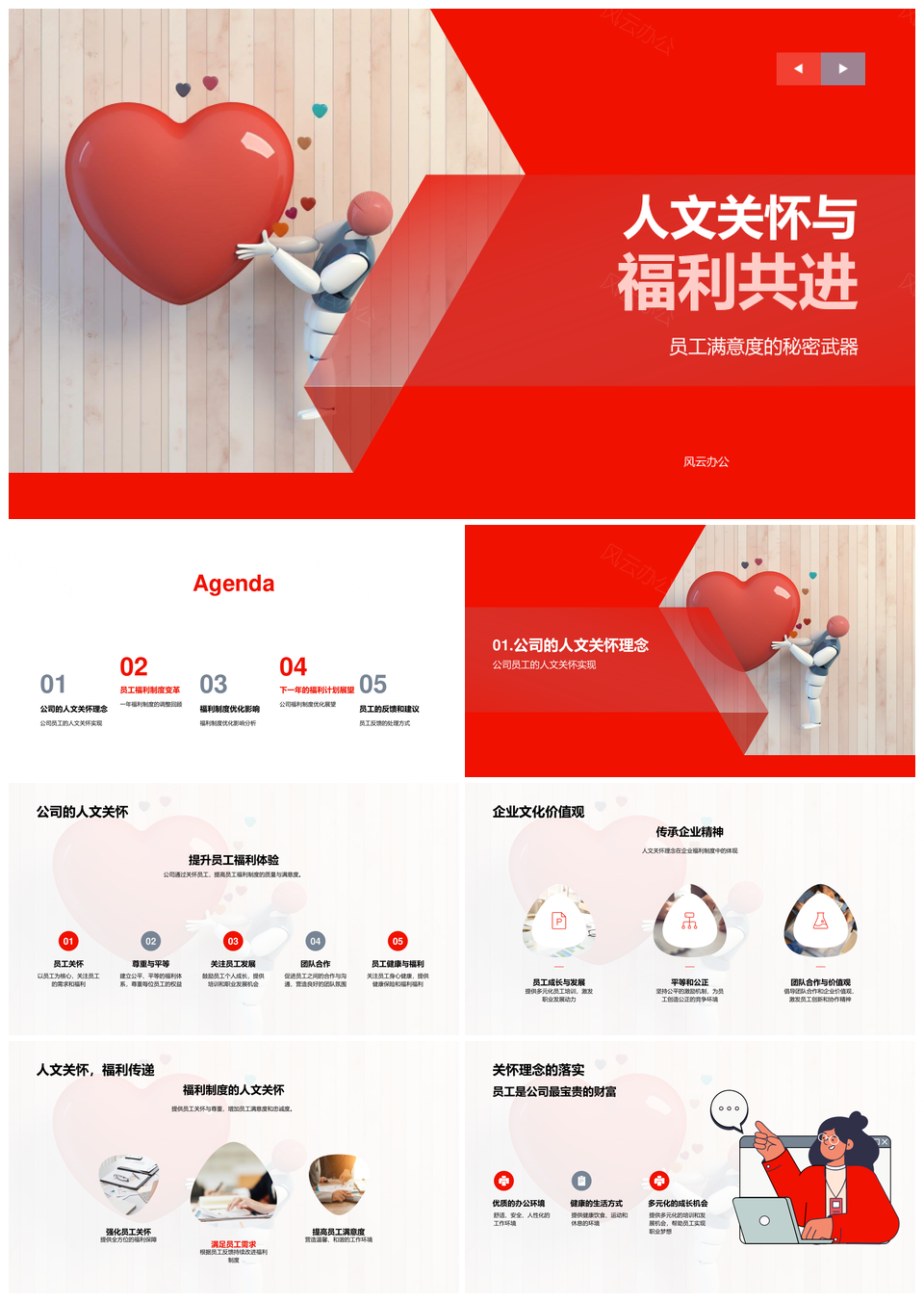 人文关怀融福利共塑忠诚文化PPT模板