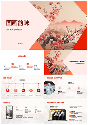 国画起源特点与小学审美教育探析PPT模板