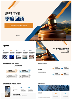 法务季度绩效合规策略法律事务法规政策保障回顾PPT模板