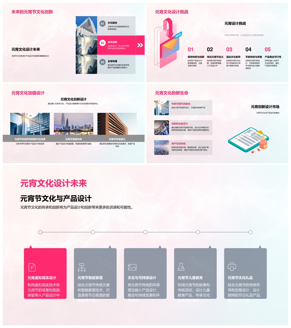 产品设计融元宵节花灯传统符号创新传承PPT模板