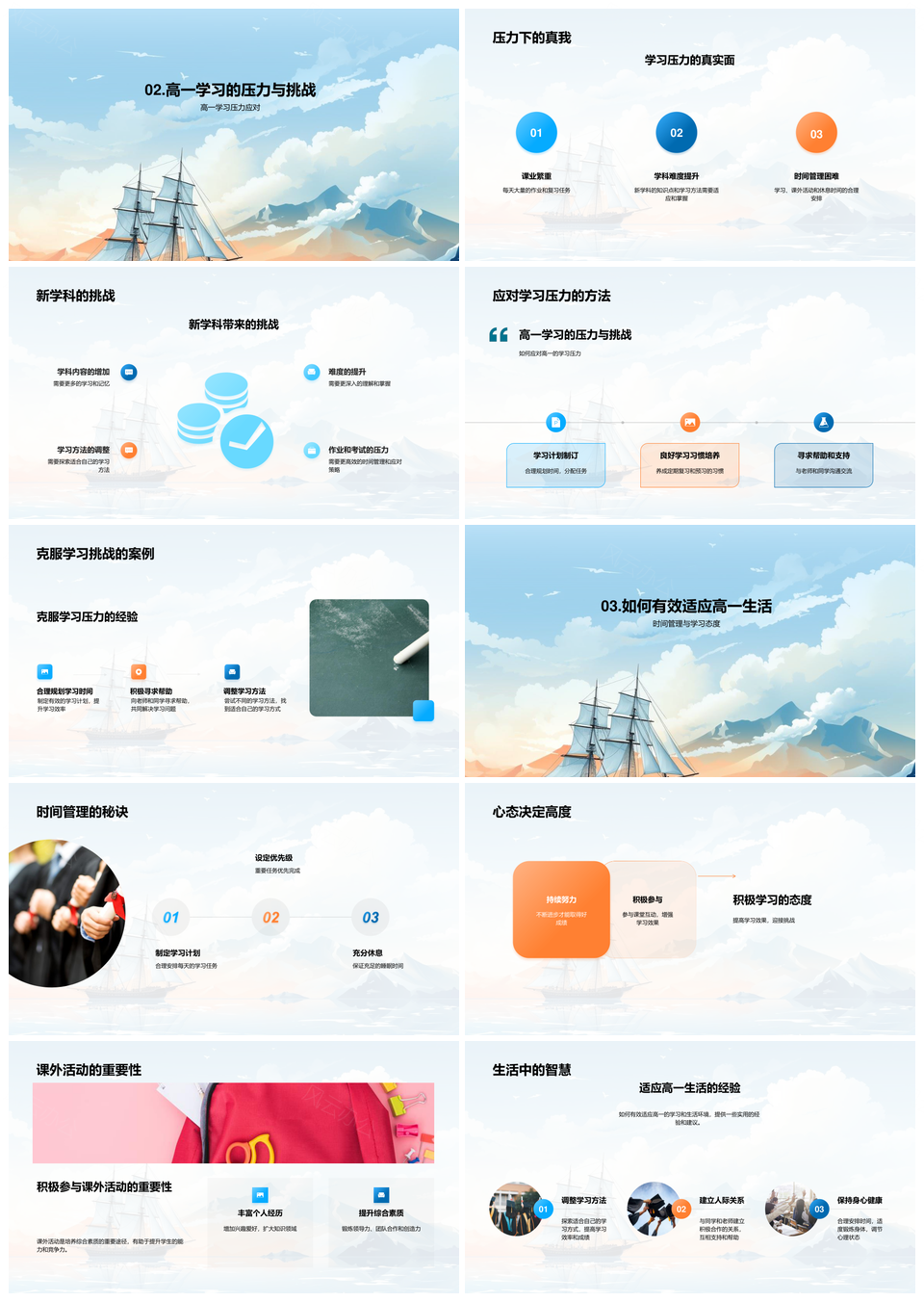 高一扬帆学海驭时启航PPT模板