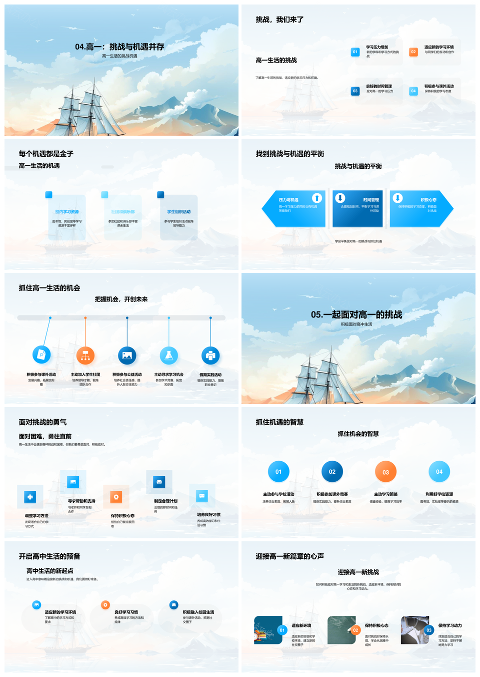 高一扬帆学海驭时启航PPT模板