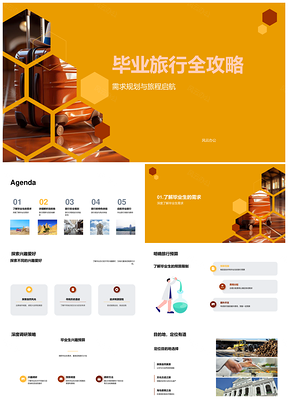 毕业旅行规划预算目的地安全特色毕业帽PPT模板