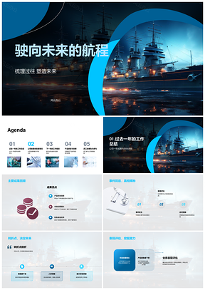 高管领航全员研发生物医疗未来航船PPT模板