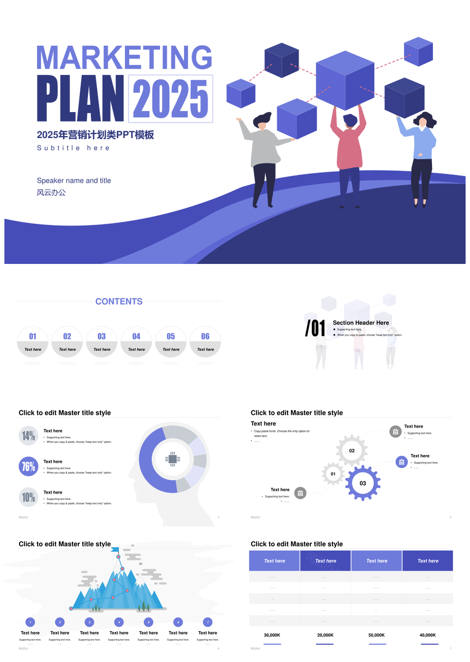 2025蓝色卡通人物物流快递弧形网络工作总结PPT模板