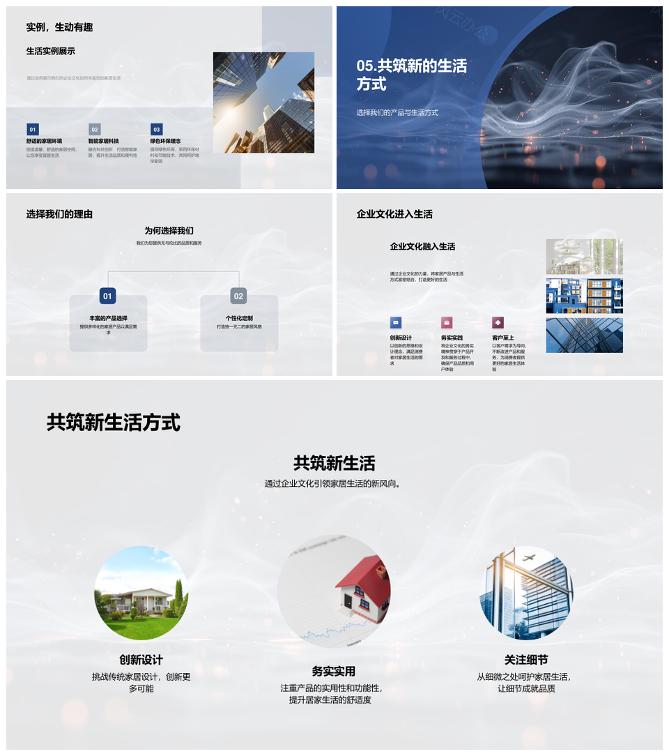 家居产品设计优势特点企业文化核心价值观生活理念态度PPT模板