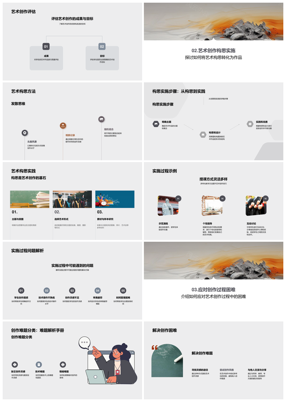 艺术创作技巧过程构思素材实践指南PPT模板