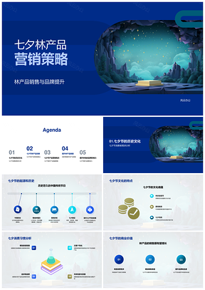 七夕林产品星空森林高品质营销策略PPT模板