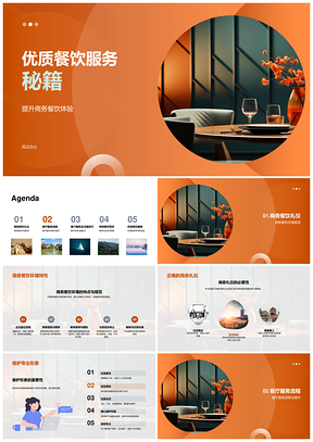 商务餐饮优质服务提升客户满意秘籍PPT模板