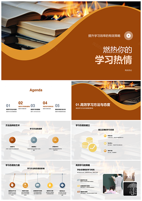 高效学习计划习惯激发热情效率PPT模板