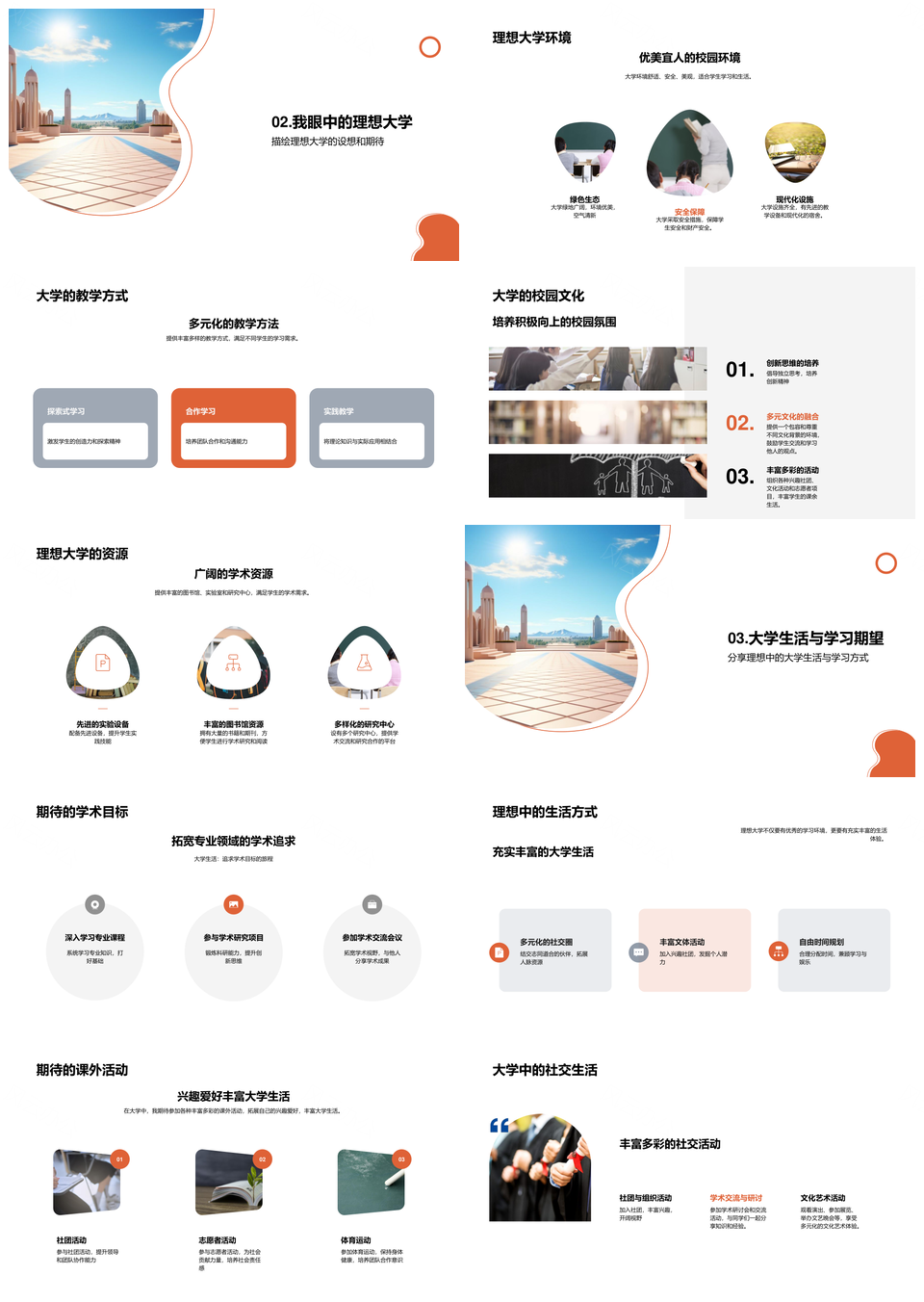大学规划兴趣职业理想教学文化学术生活毕业帽PPT模板