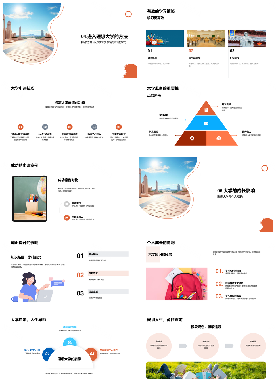 大学规划兴趣职业理想教学文化学术生活毕业帽PPT模板