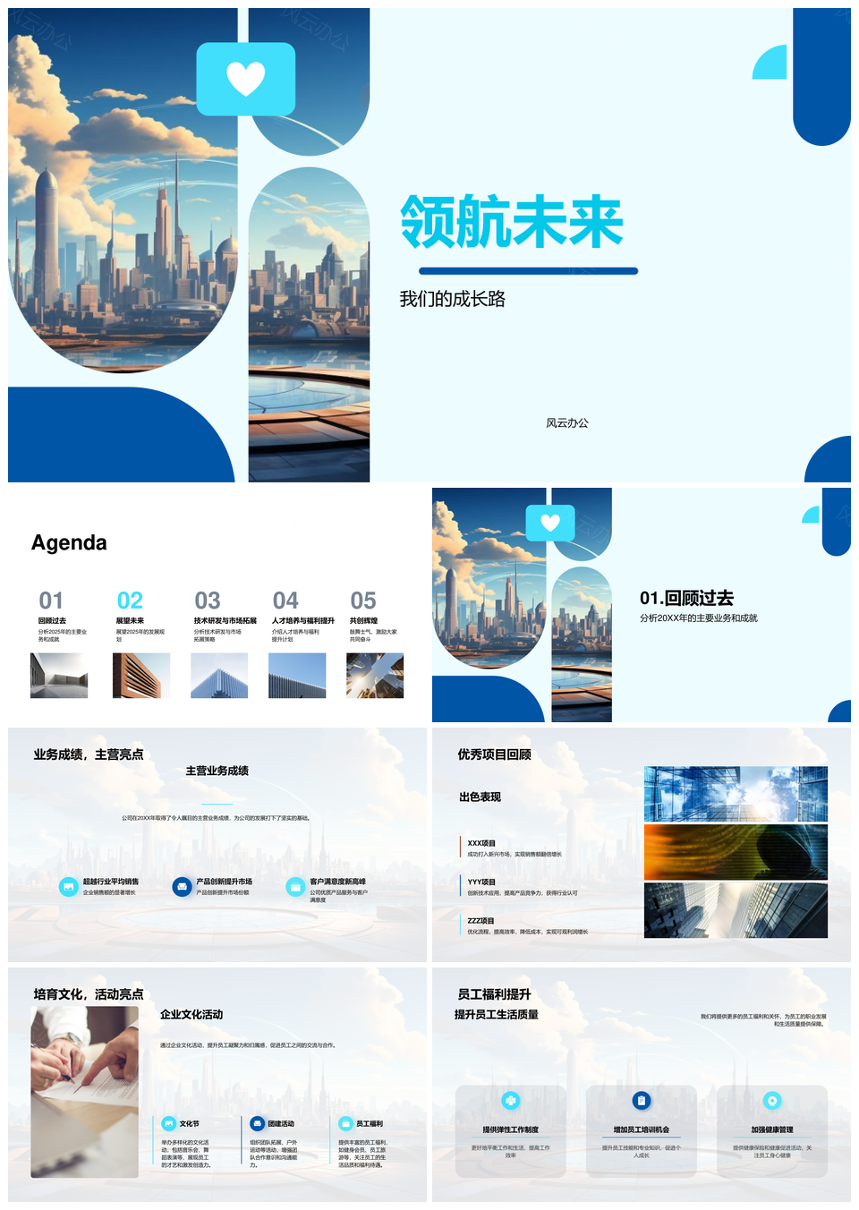 2025领航未来成长路企业年会聚力业务文化发展PPT模板