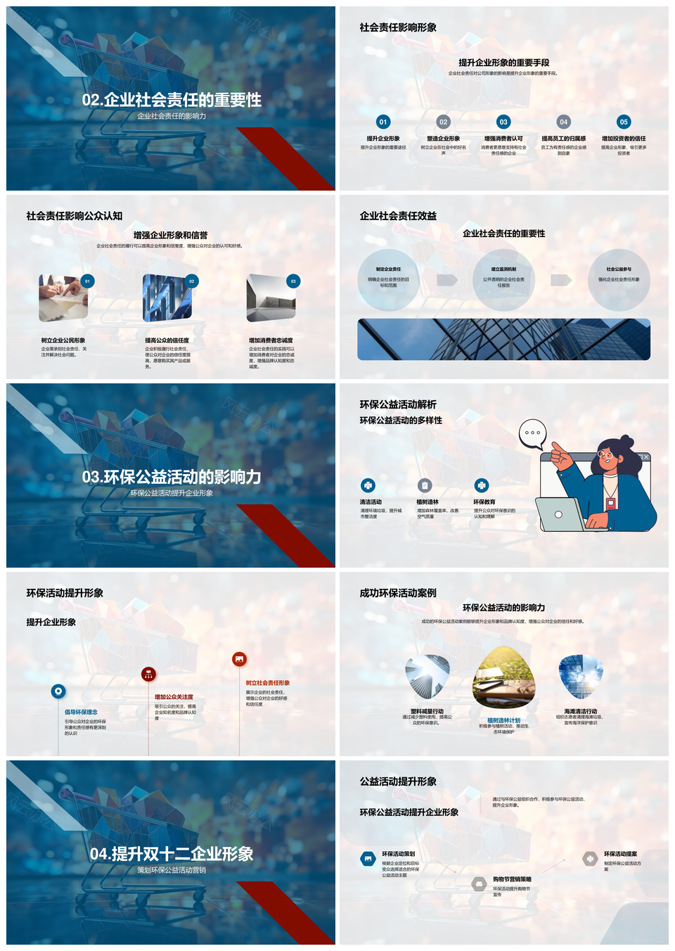 双十二公益营销助力企业社会责任环保PPT模板