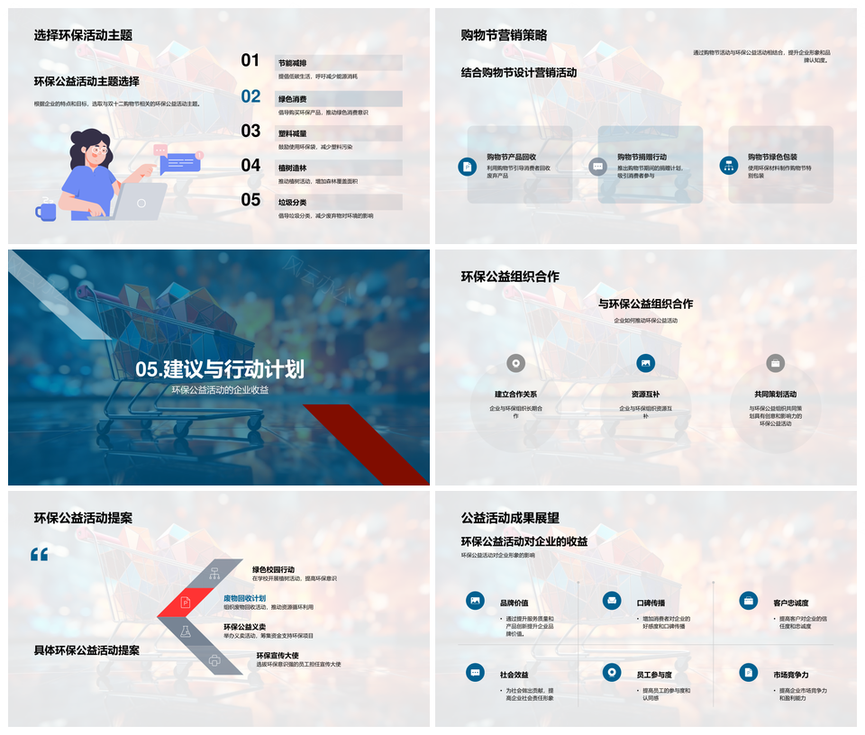 双十二公益营销助力企业社会责任环保PPT模板