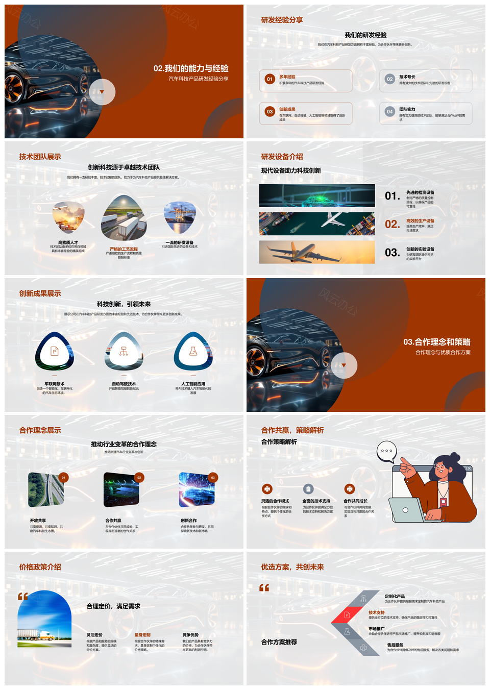 科技驱动未来汽车趋势与伙伴创新研发PPT模板
