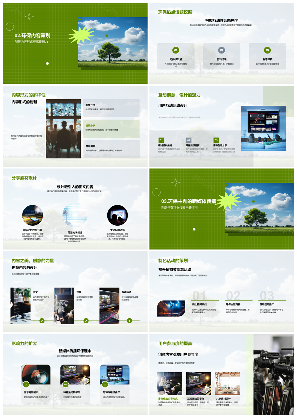 新媒体媒介传播助力绿色行动植树节互动策略PPT模板