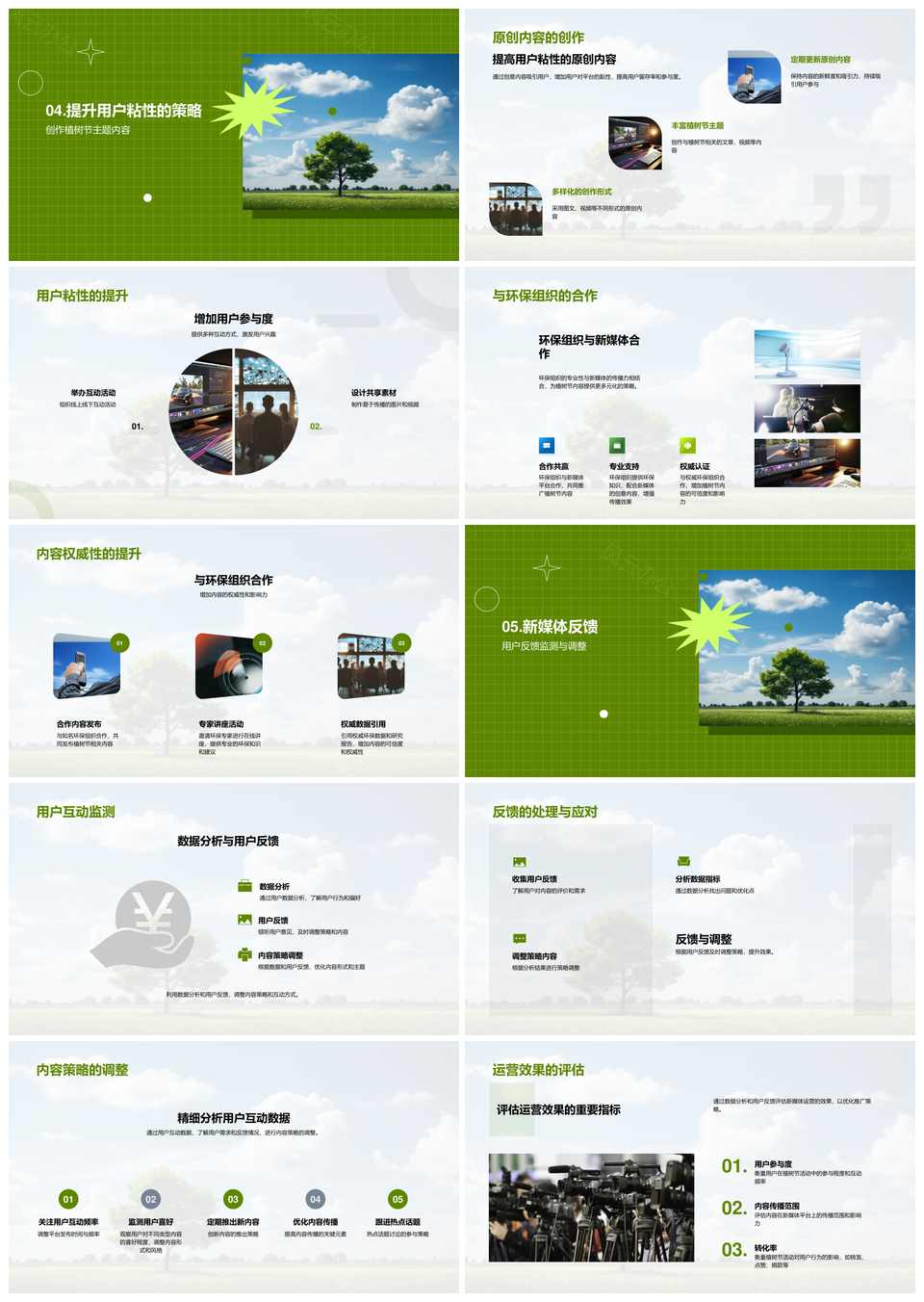 新媒体媒介传播助力绿色行动植树节互动策略PPT模板