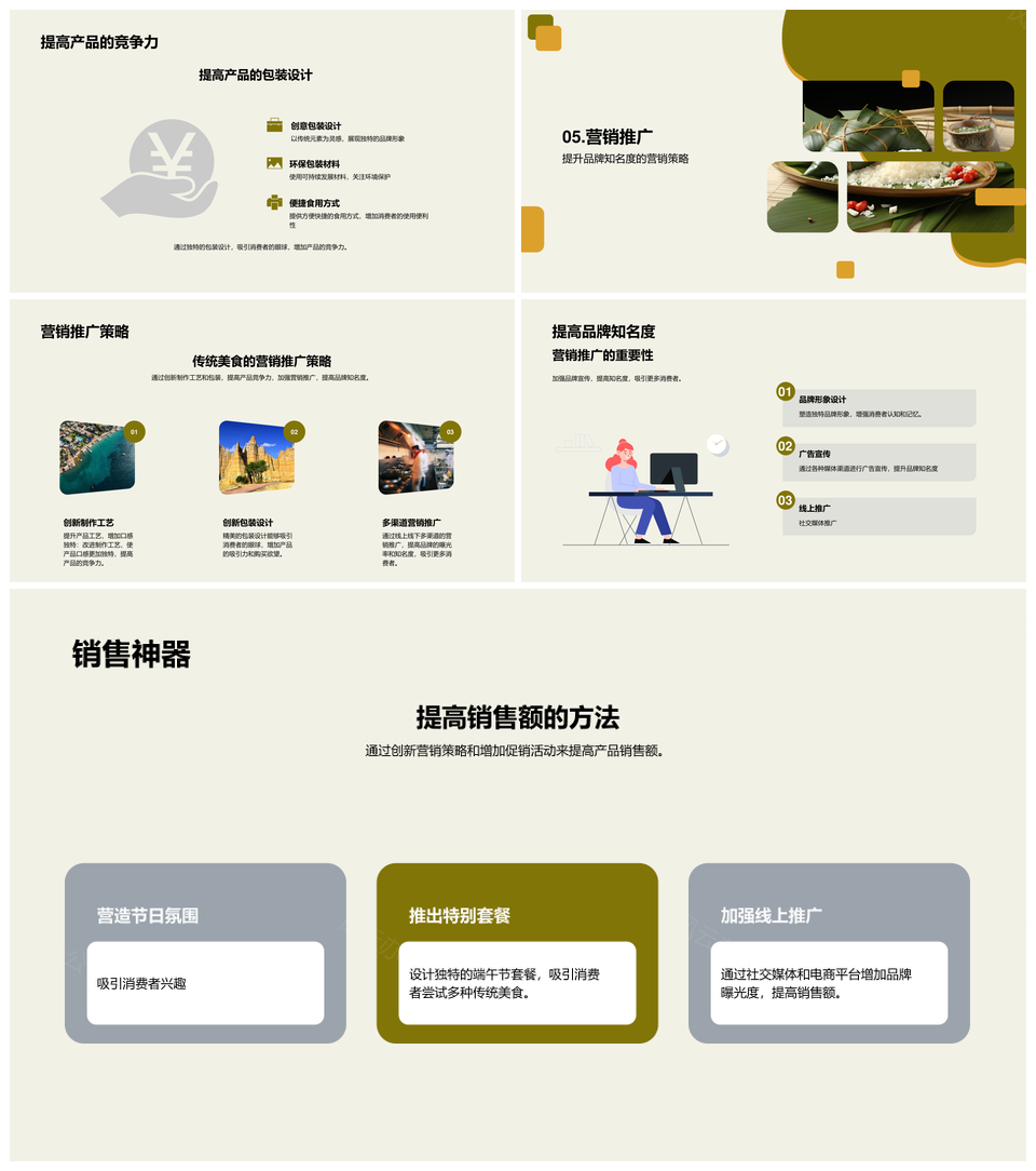 端午传统粽子餐饮市场创业投资潜力PPT模板