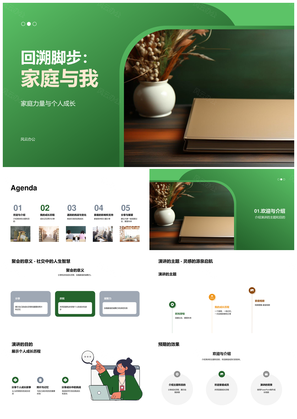 家庭伴我回溯成长脚步PPT模板