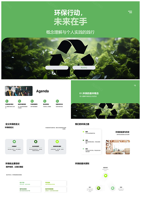 环保行动遏变暖减污染护物种持续教育省资源保地球PPT模板