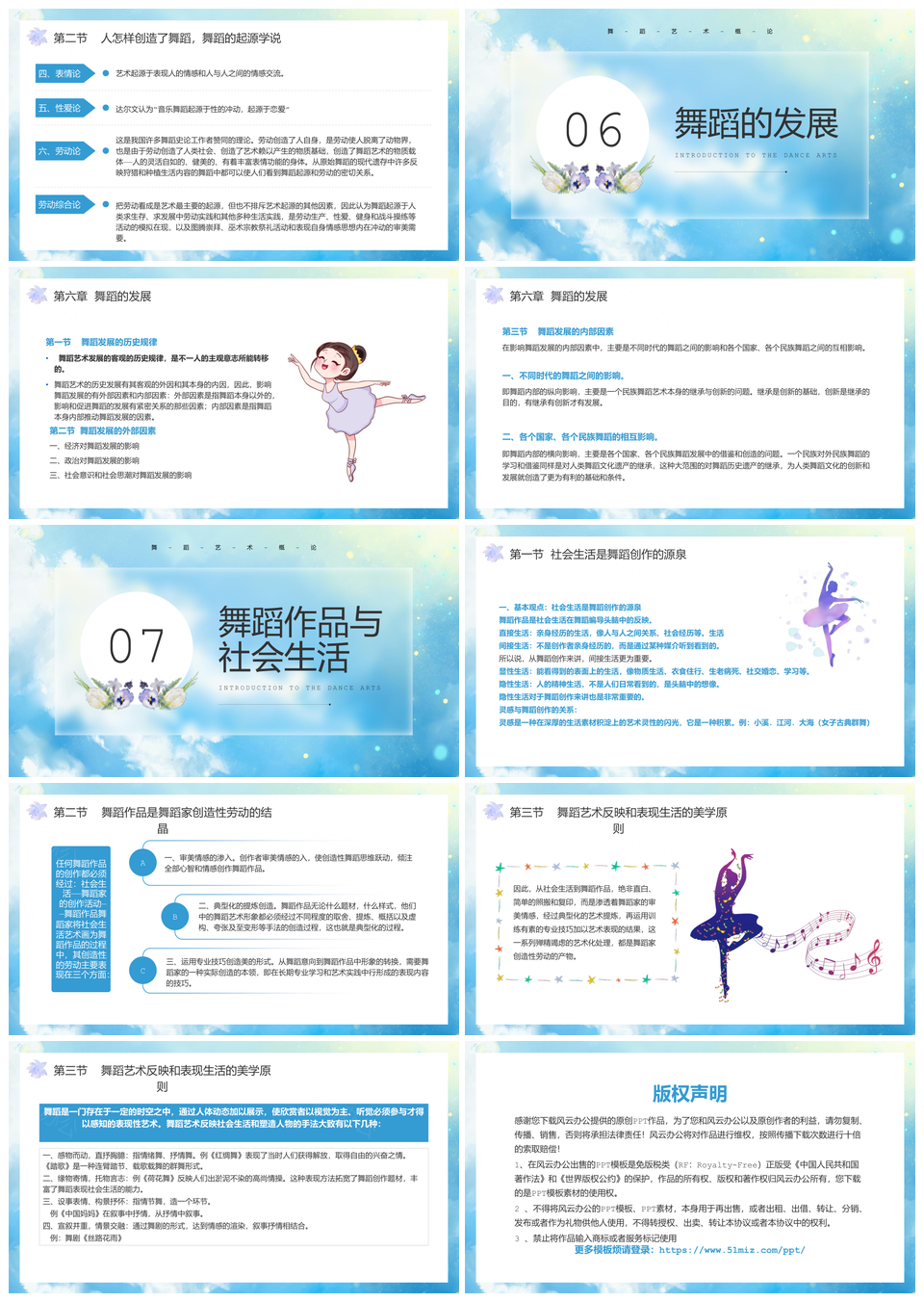 2025蓝色水彩卡通舞蹈艺术教育PPT模板