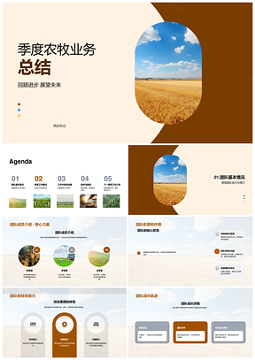 麦田农牧季度总结团队协作成长目标PPT模板