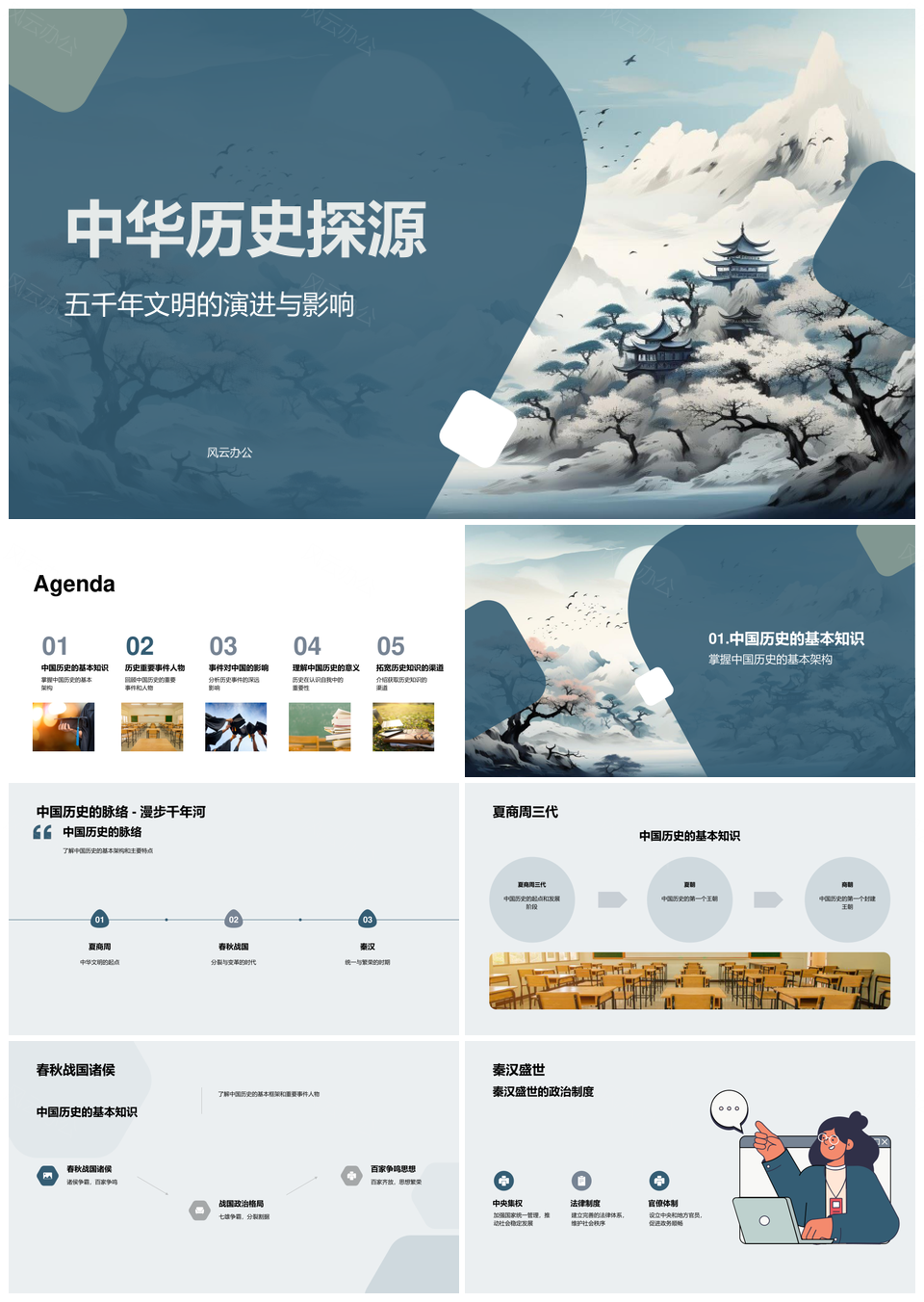 中华五千年文明重要事件人物探源PPT模板