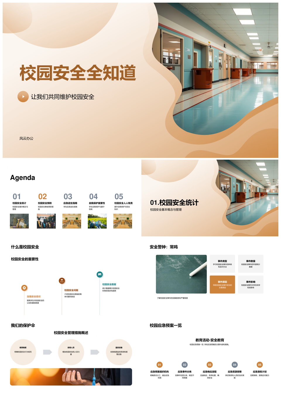 校园安全教育管理应急逃生自救校规预防PPT模板