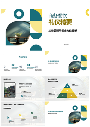 商务餐饮礼仪着装与餐桌应对指南PPT模板