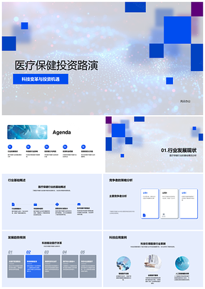 医疗保健投资科技趋势机遇风险路演PPT模板