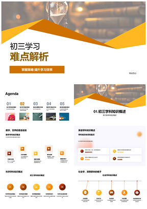 初三学习难点高效策略时间学科备考家长助力PPT模板