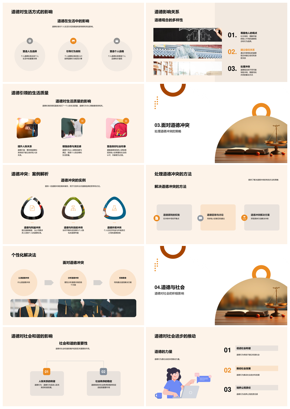 道德力量伦理学个人标准提升生活人际化解冲突PPT模板