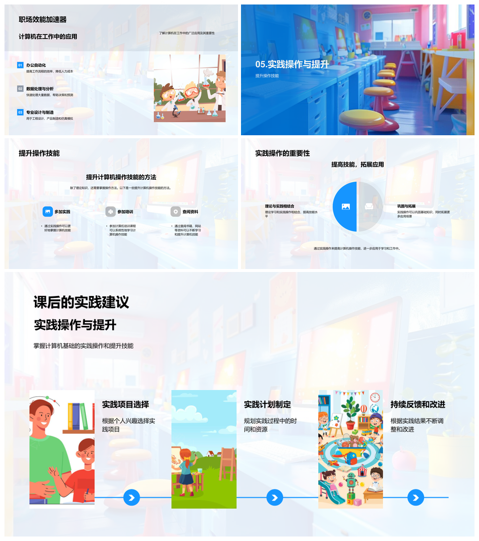 计算机入门硬件软件操作与实践教程PPT模板