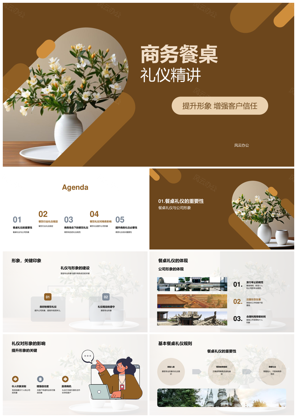 商务餐桌礼仪规则提升餐饮形象客户信任PPT模板