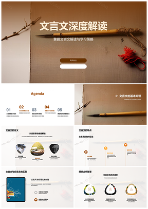 文言文深度解读定义特点演变古代中国卷轴PPT模板