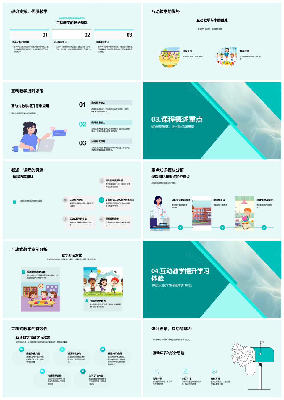 互动教学课件设计优化本科生学习体验PPT模板
