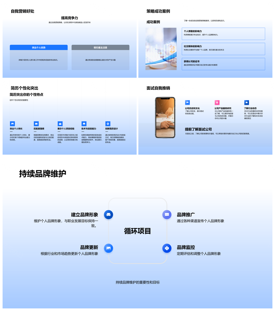 求职自我营销策略个人品牌技能成果展示PPT模板