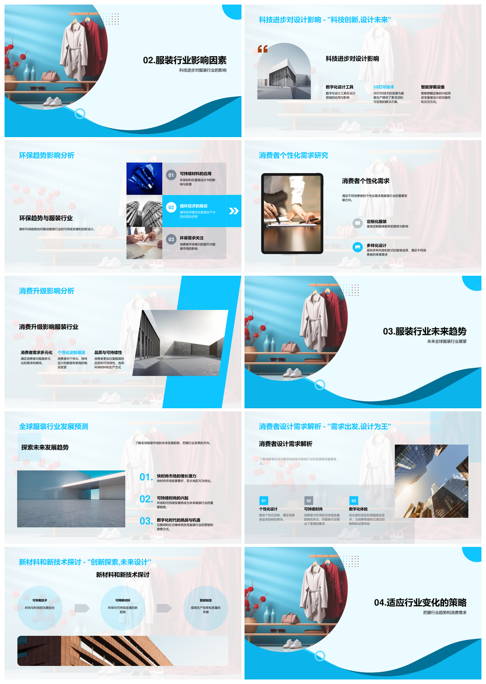 服装行业趋势策略融合全球市场消费科技环保个性化PPT模板