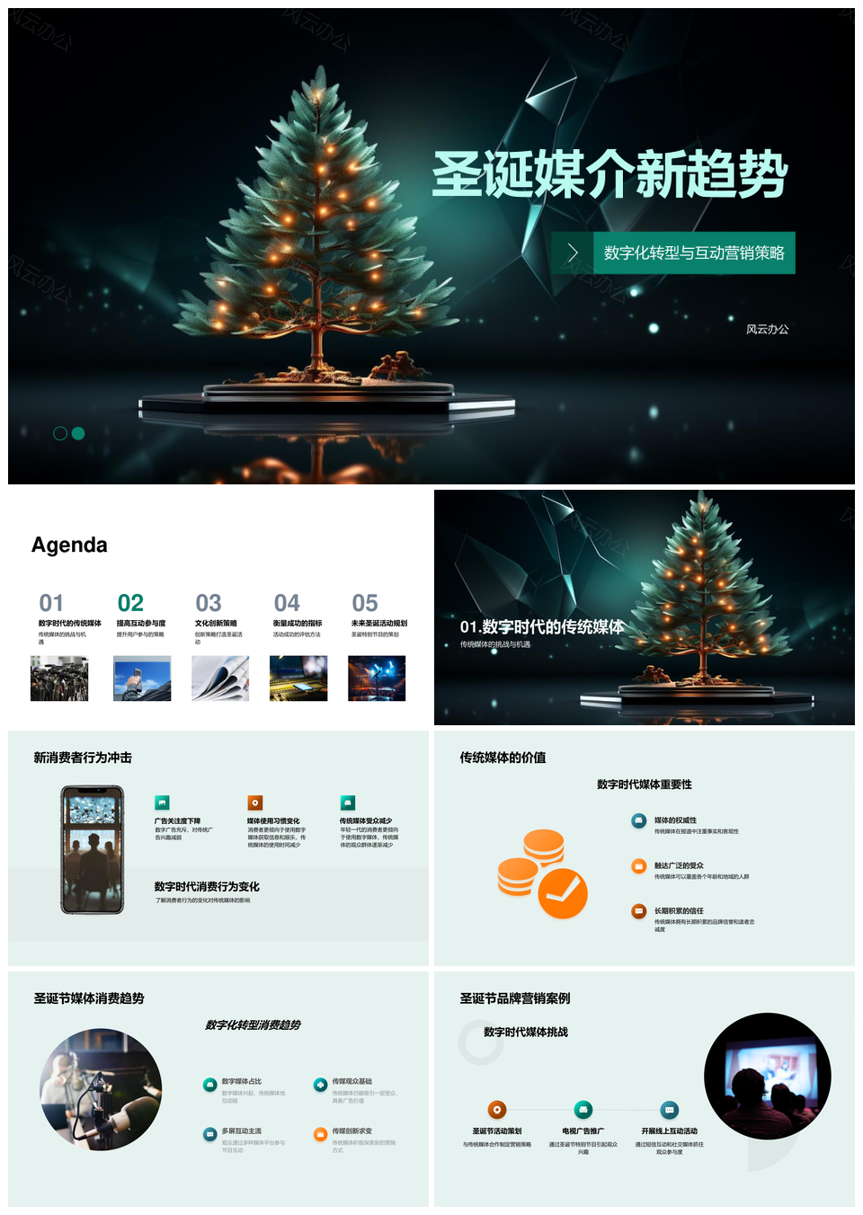 圣诞双轨互动营销驱动消费数字化转型品牌活动PPT模板