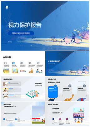 视力保护近视预防眼保健操用眼习惯报告PPT模板
