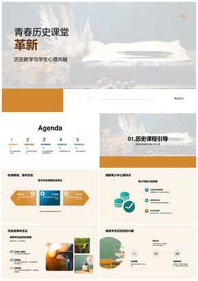 高中历史青春课堂革新故事角色时空导图批判思维古卷PPT模板