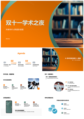 双十一学术夜学生团队领导营销策略教育培训PPT模板